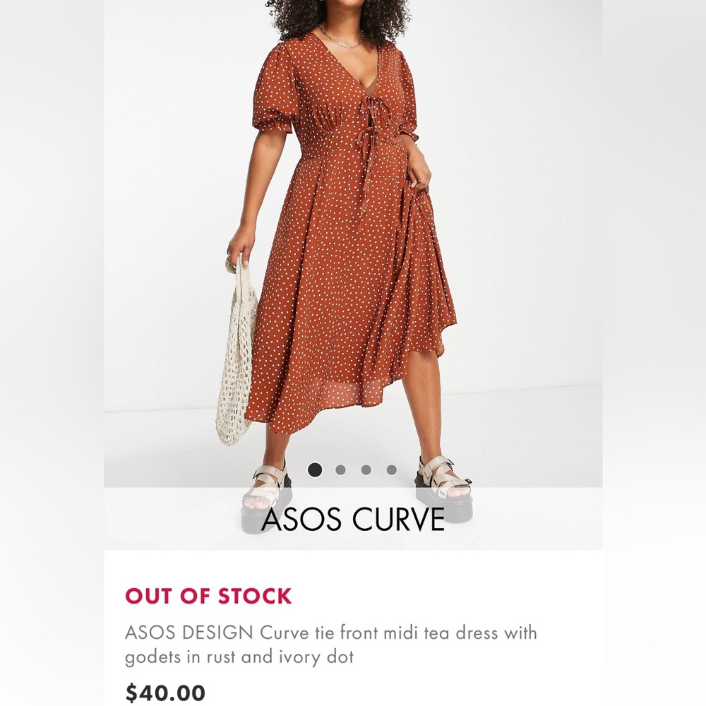 ASOS Curve Tie Front Midi Polka Dot Tea Dress